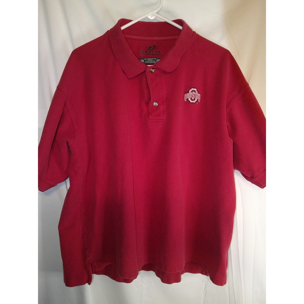 Vintage‎ Active Ohio State Polo Shirt Embroidered Logo Short Sleeve Top 2XL